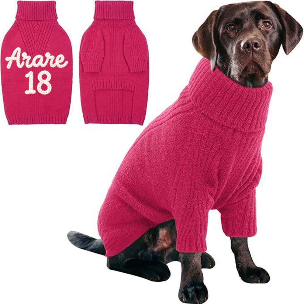 Personalized Hand Embroidery Extra-Warm Pets Large Size Knit Sweater | BKPet591