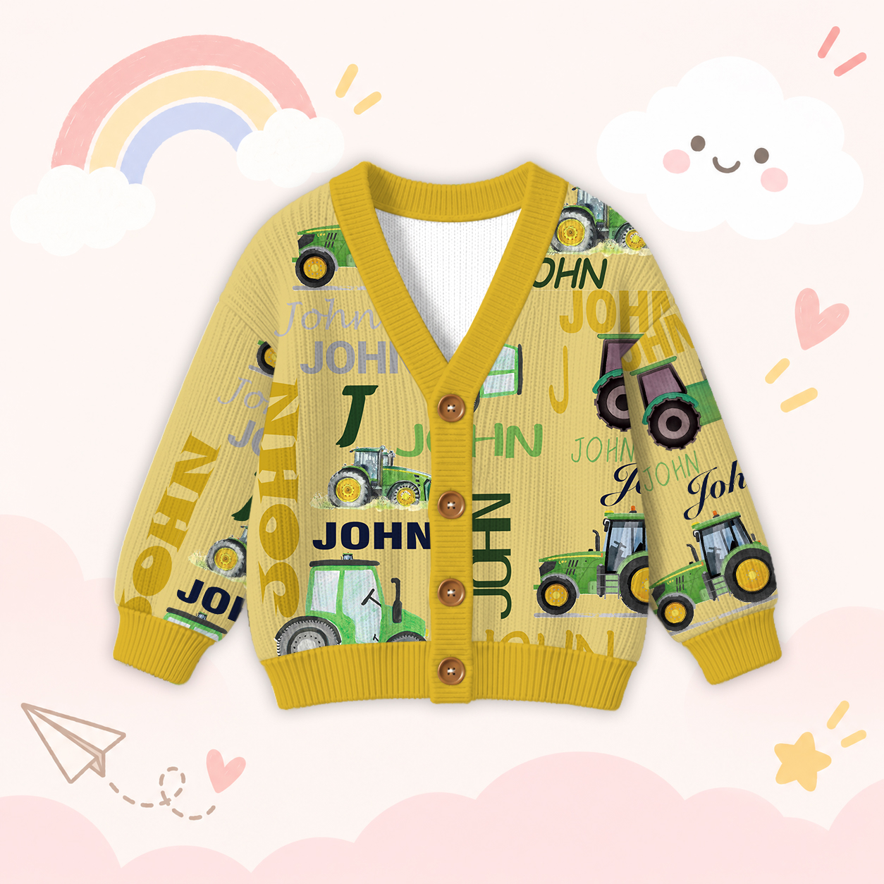 Personalized Lovely Kids Truck Knit Sweater | CWSweater05