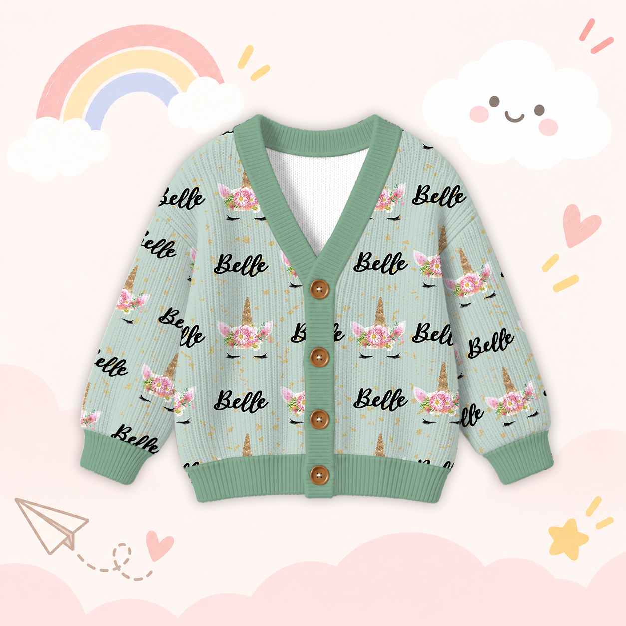 Personalized Lovely Kids Unicorn Knit Sweater | CWSweater06