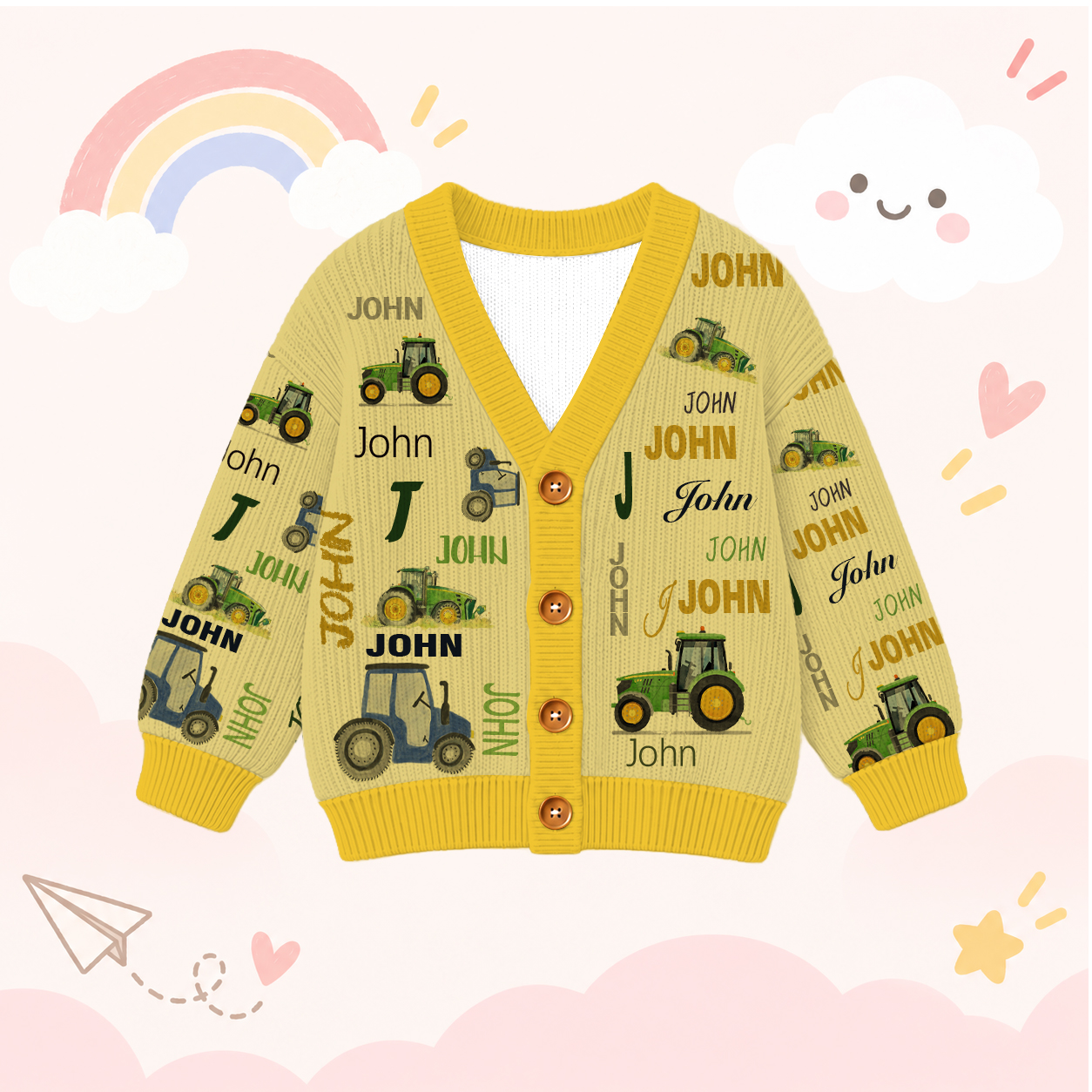 Personalized Lovely Kids Truck Knit Sweater | CWSweater05