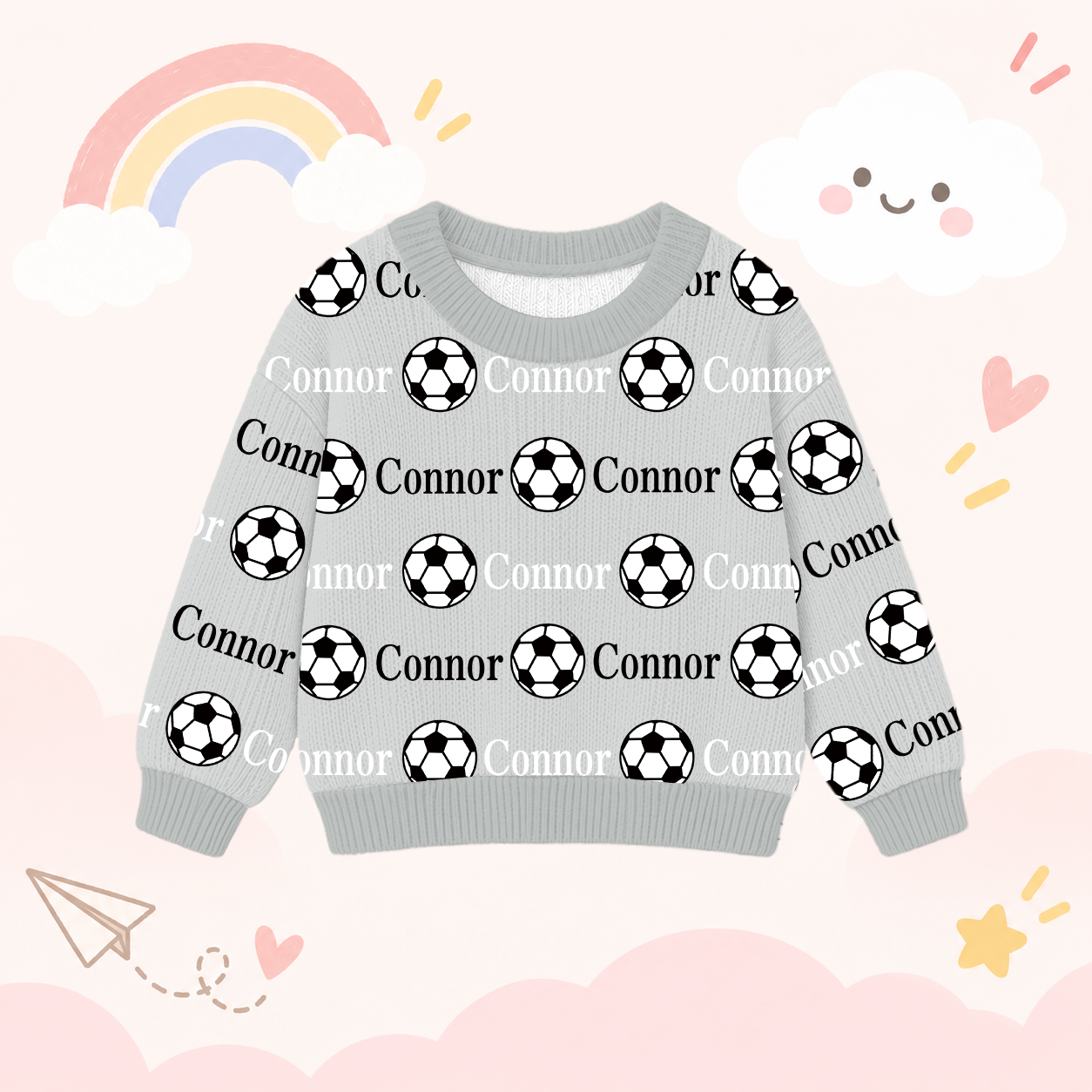 Personalized Lovely Kids Soccer Knit Sweater | CWSweater12