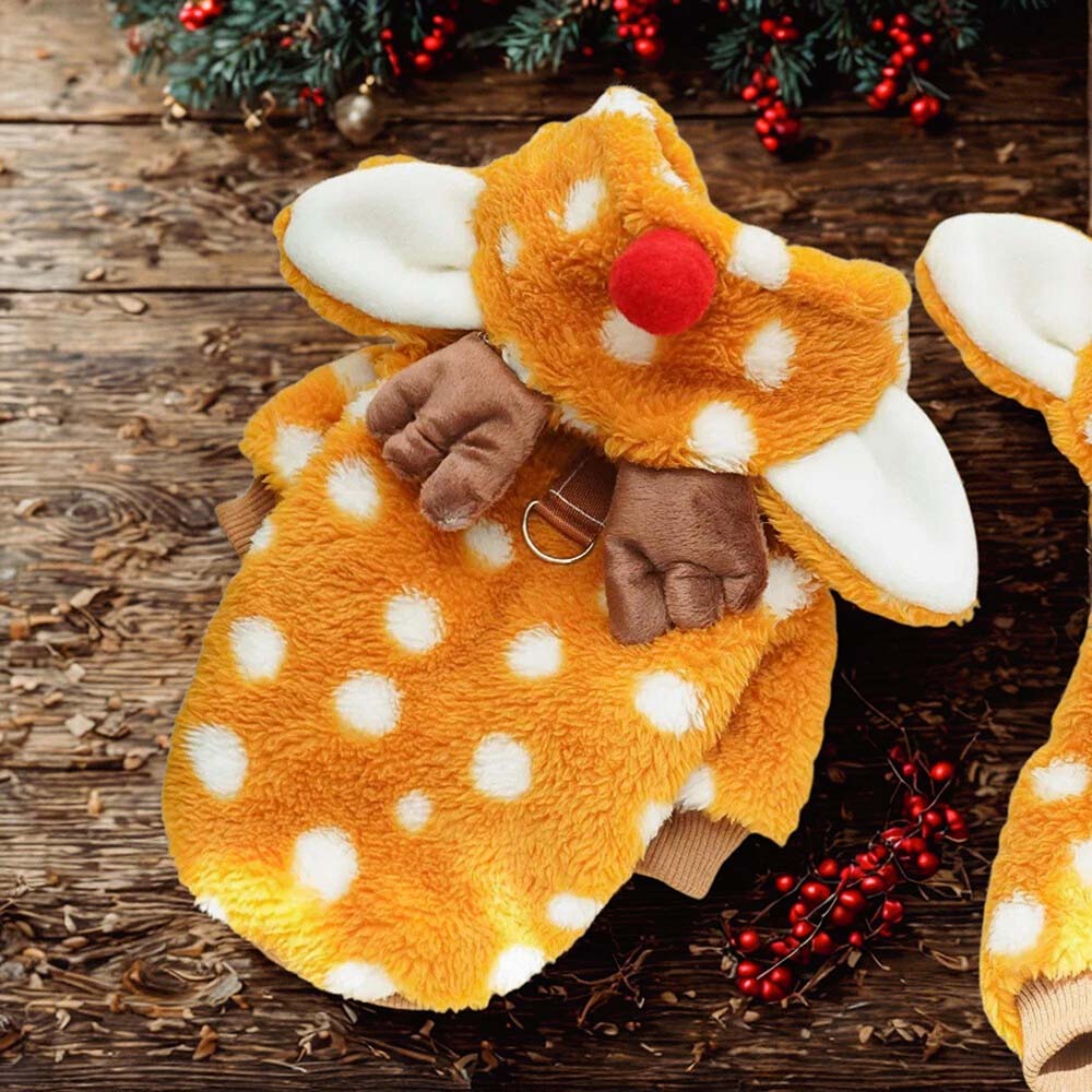 Personalized Embroidered Pets Christmas Reindeer Plush Fleece Outfit | MCGift415