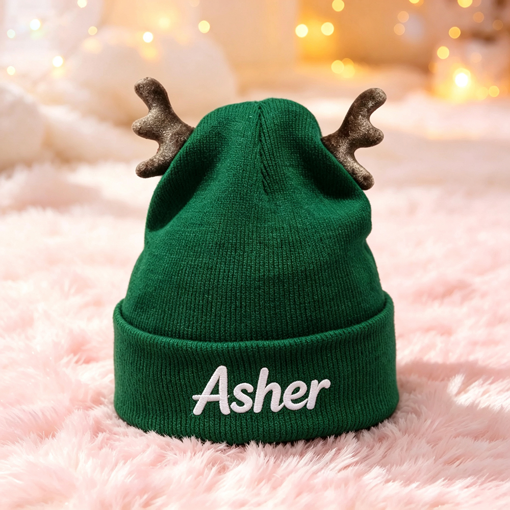 Personalized Embroidery Christmas Pom Pom Beanie For Kids | MCGift416