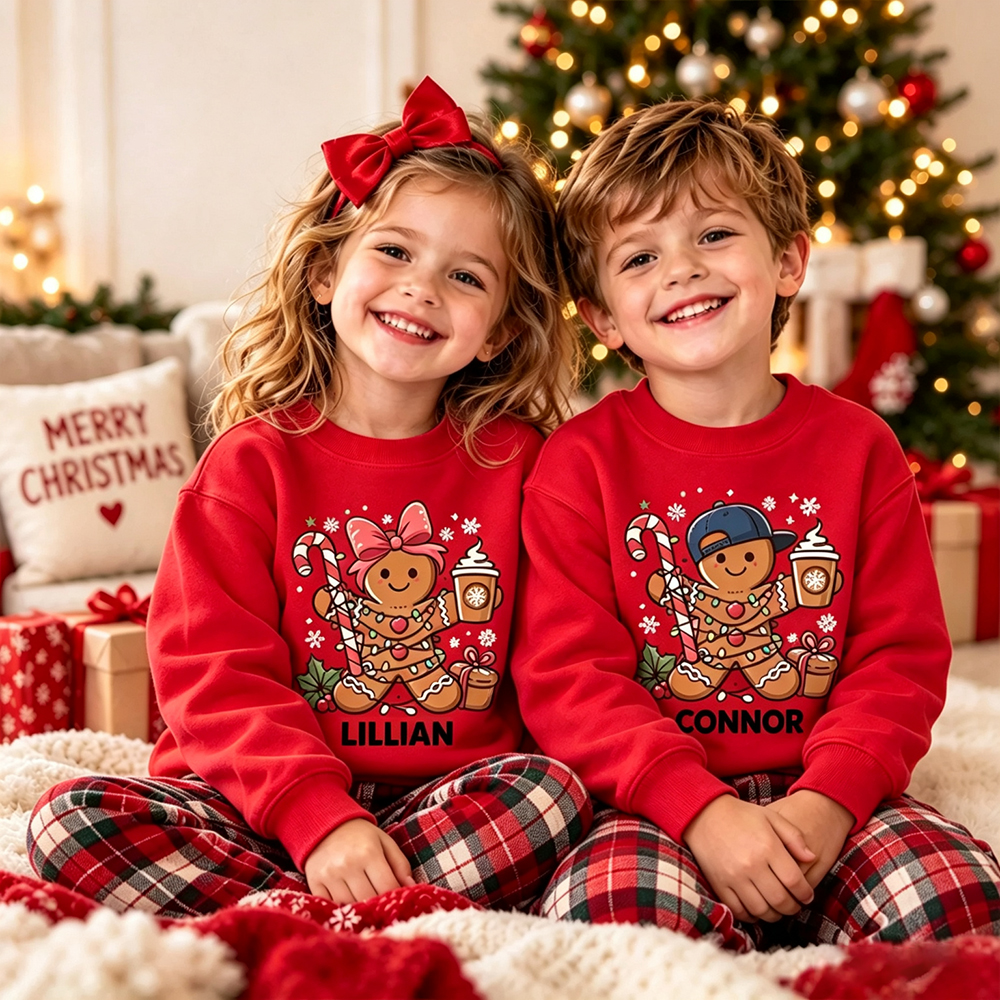 Personalized Christmas Kids Gingerbread Sweatshirt | MCGift419