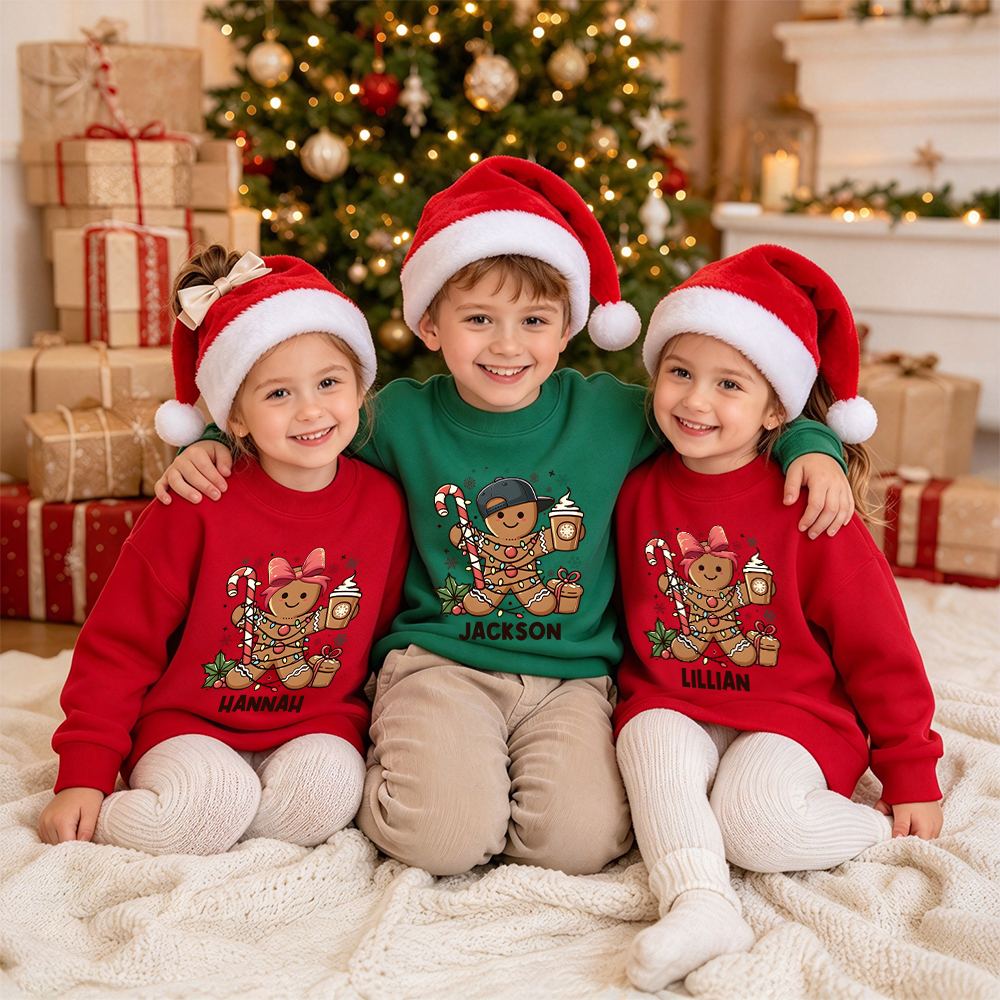 Personalized Christmas Kids Gingerbread Sweatshirt | MCGift419