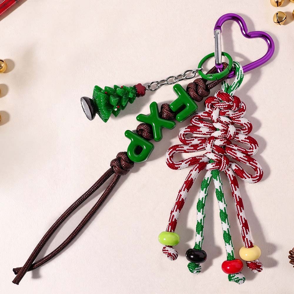 Personalized Christmas Multicolor Letter Beaded Bag Charm | CWGift110