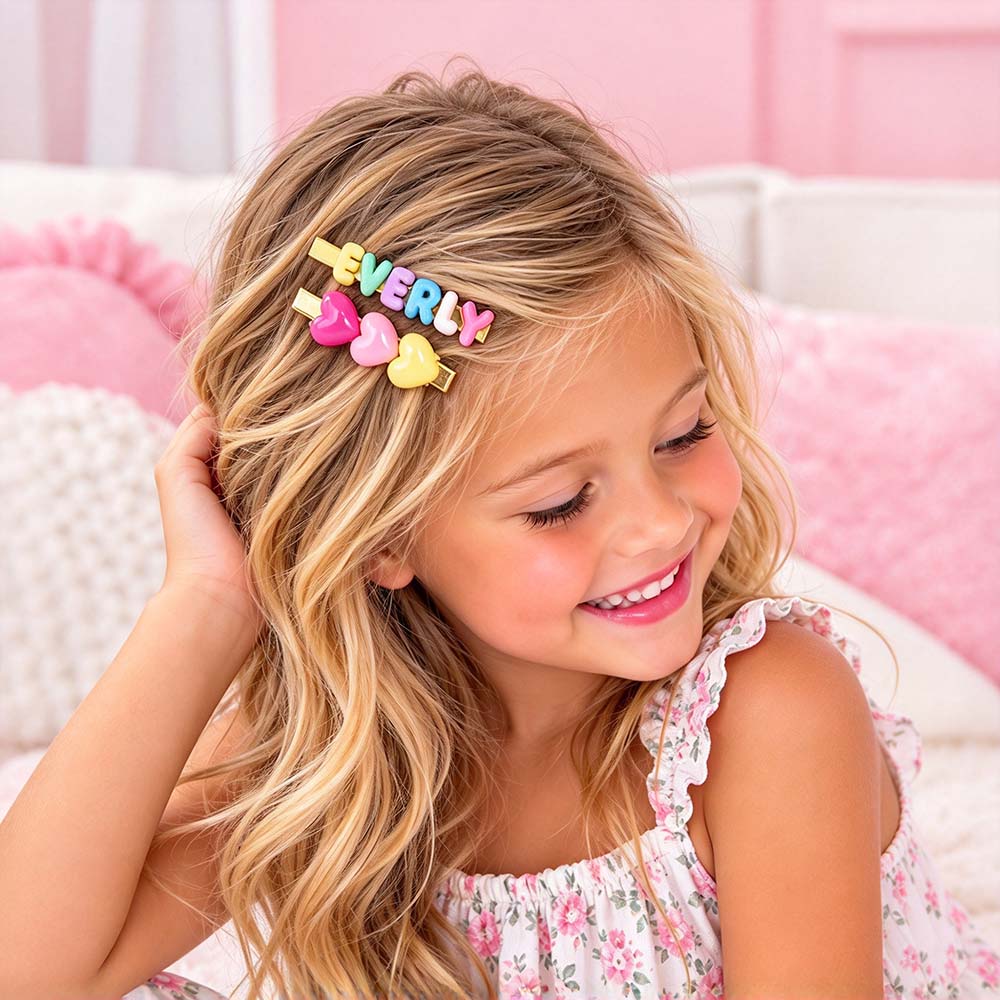 Personalized Girls Colorful Monogram Hair Clip | CWBaby551