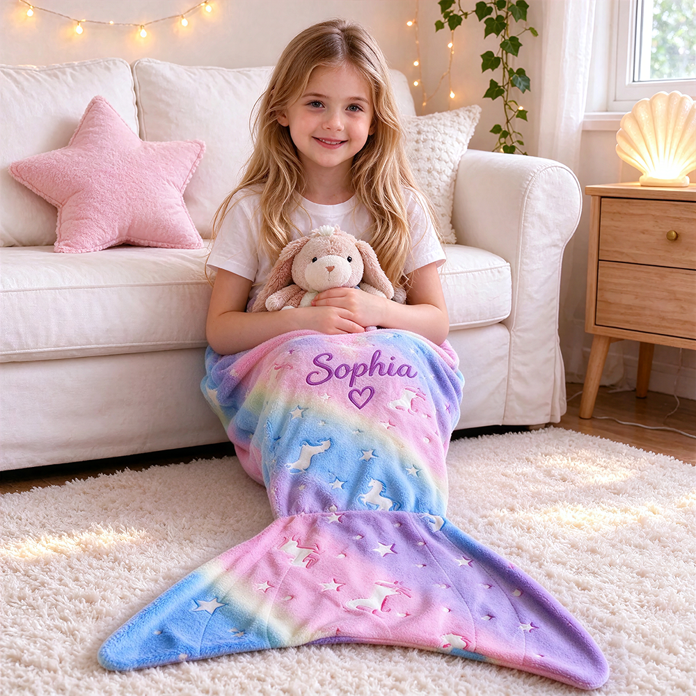 Personalized Dreamy Soft & Comfortable Mermaid Tail Blanket | CWBaby561