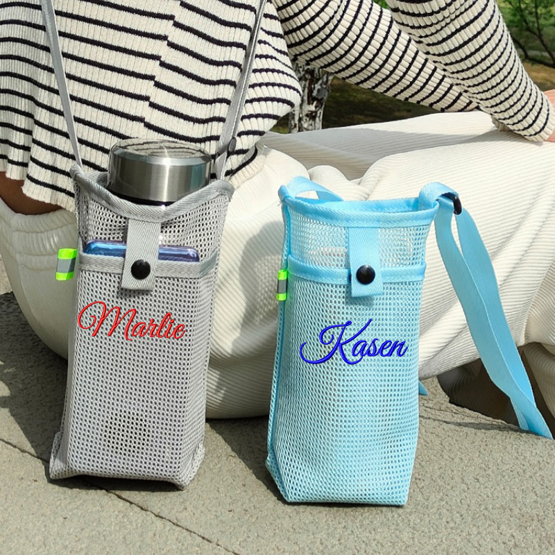 Personalized Embroidery Mesh Water Bottle Pouch Bag | CWBeach141