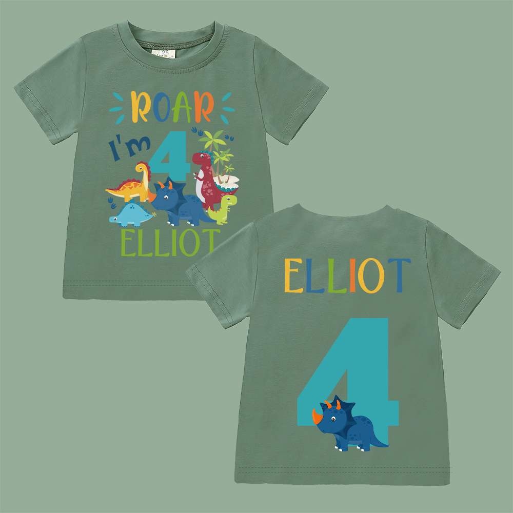 Personalized Dinosaur ROAR Party Birthday T-Shirt | inBirth02