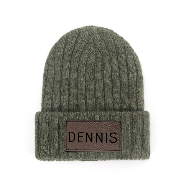 Personalized Leather Patch Infant Beanie for Comfort & Unique | HSKid30