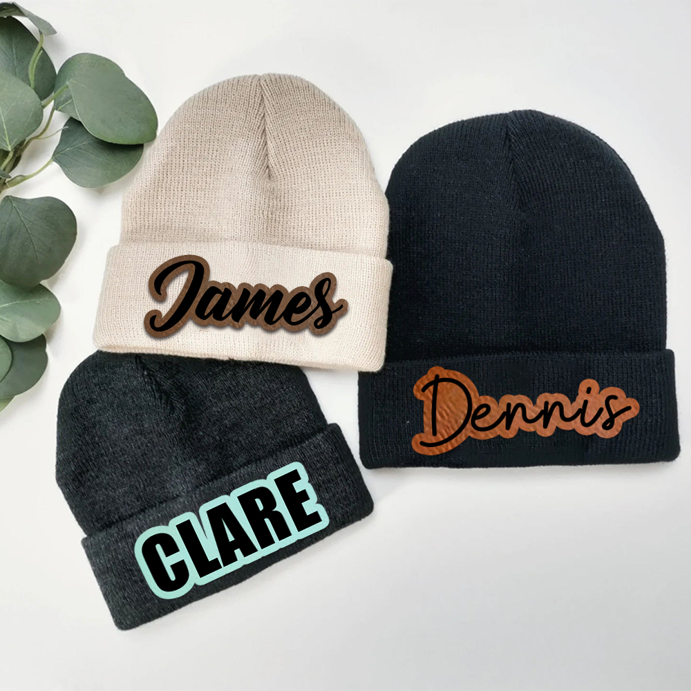Personalized Leather Patch Beanie for Comfort & Unique | HSKid33