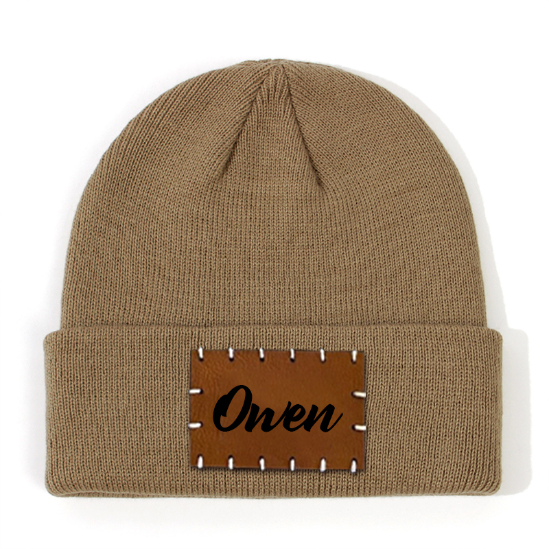 Personalized Leather Patch Beanie for Comfort & Unique | HSKid3301