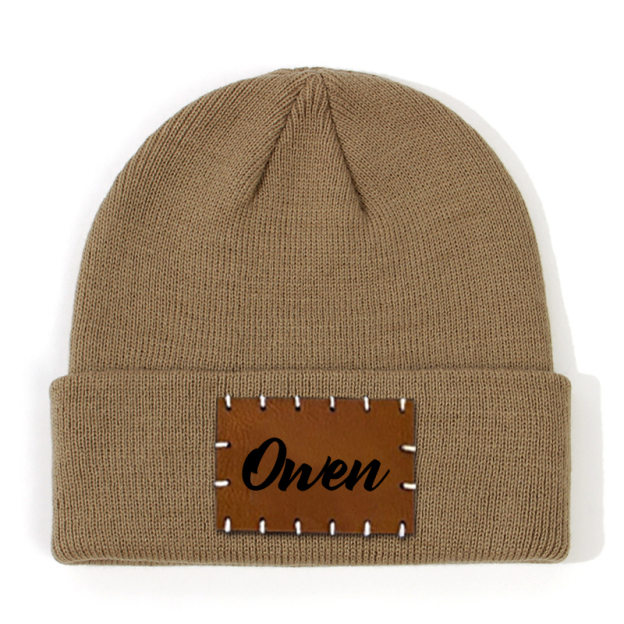 Personalized Leather Patch Beanie for Comfort & Unique | HSKid3301
