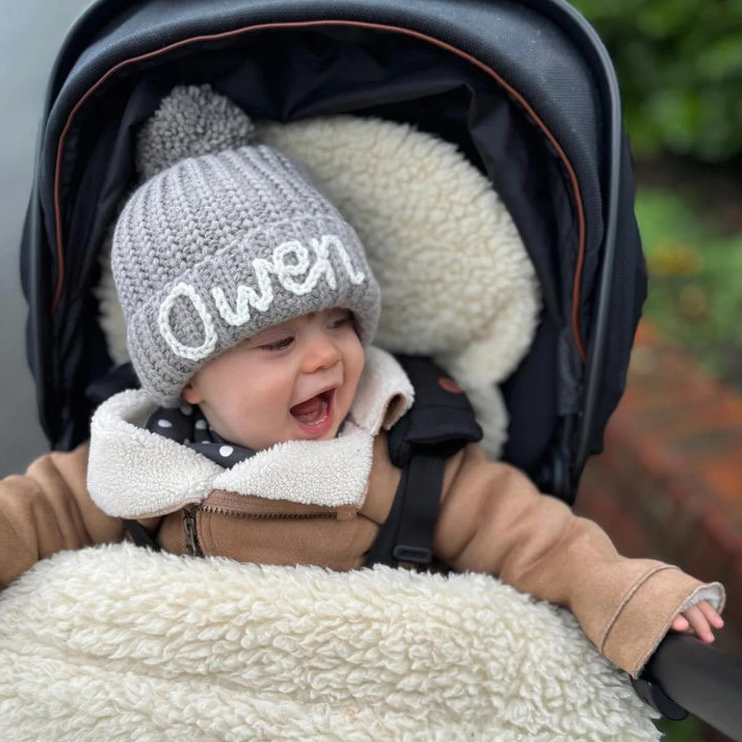 Personalized Hand Embroidery Pom Pom Beanie| HSKid44