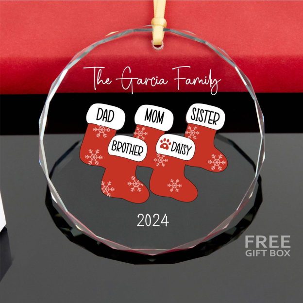 Personalized Glass Family Christmas Ornaments | CWGlass02