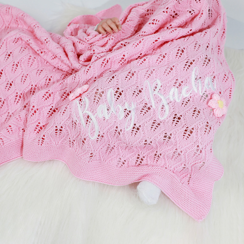 Personalized Embroidered Knit Baby Blanket for Unique Gift | CWBaby87