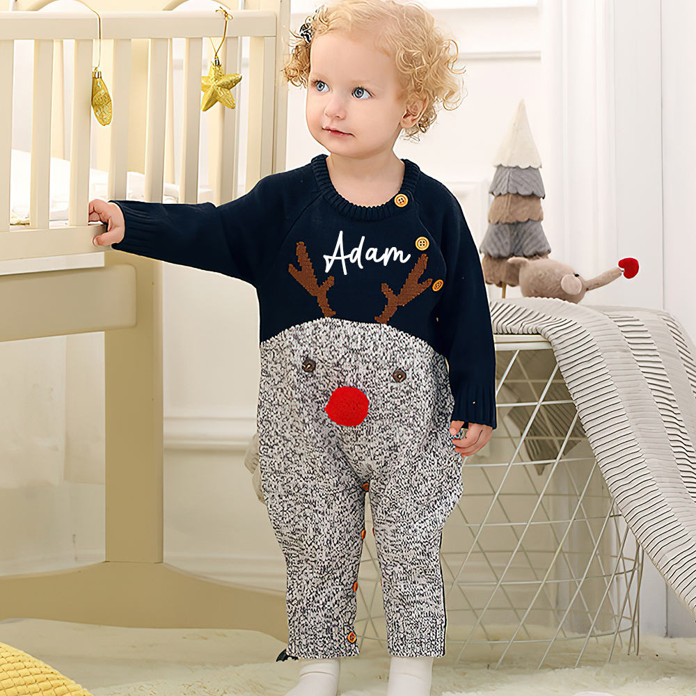 Personalized Christmas Reindeer Outfit for Baby| CWBaby89