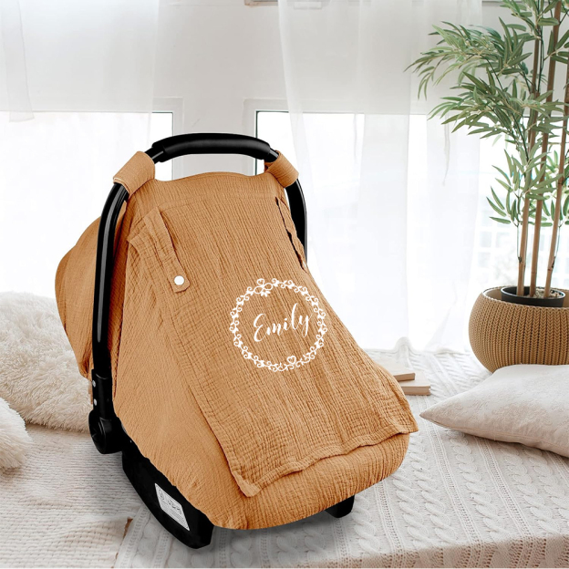PersonalizedMuslin Car Seat Covers for Babies | CWBaby62