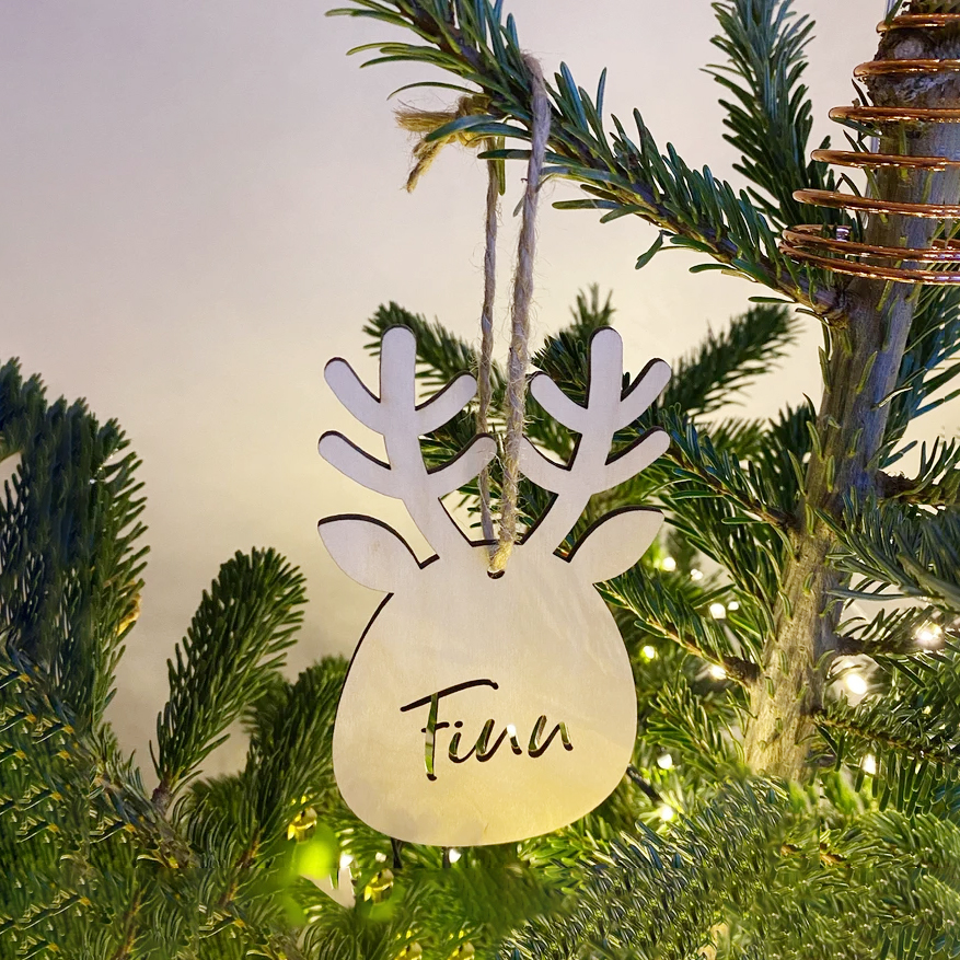 Personalized Christmas Reindeer Wood Ornament | MCGift81