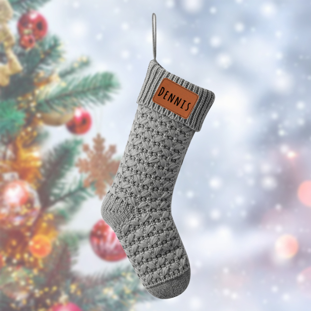 Personalized Leather Patch Christmas Stocking | MCGift84
