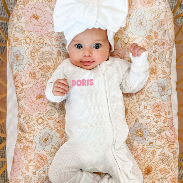 Personalized Baby Christmas Frill Zip Romper with Bow | CWBaby107