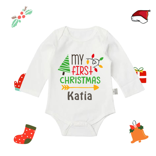 Personalized Baby Merry Christmas White Ropmer | CWBaby104