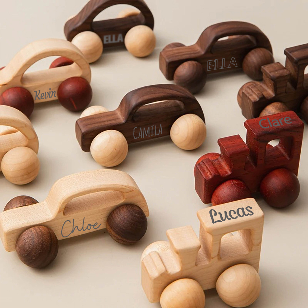 Personalized Baby Natural Wooden Cars Toy | CWToy101