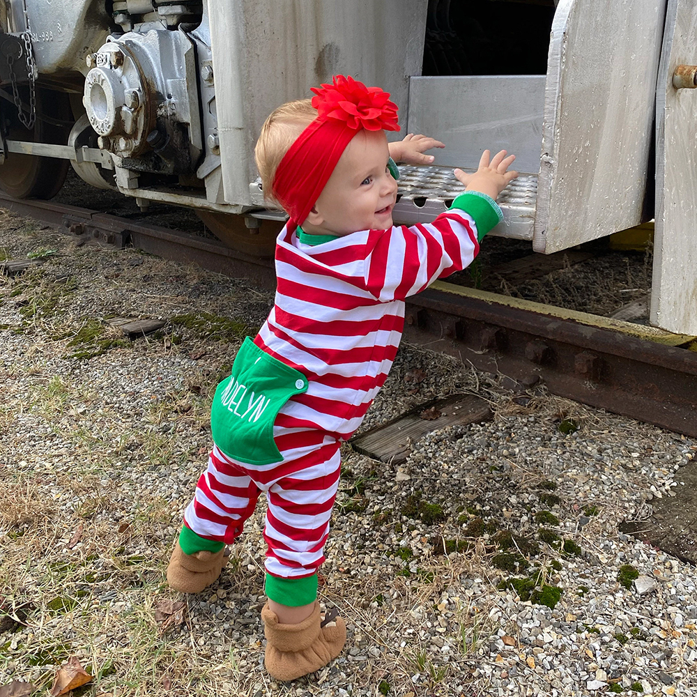 Personalized Embroidery Baby Butt Flap Christmas Pajamas | CWBaby112
