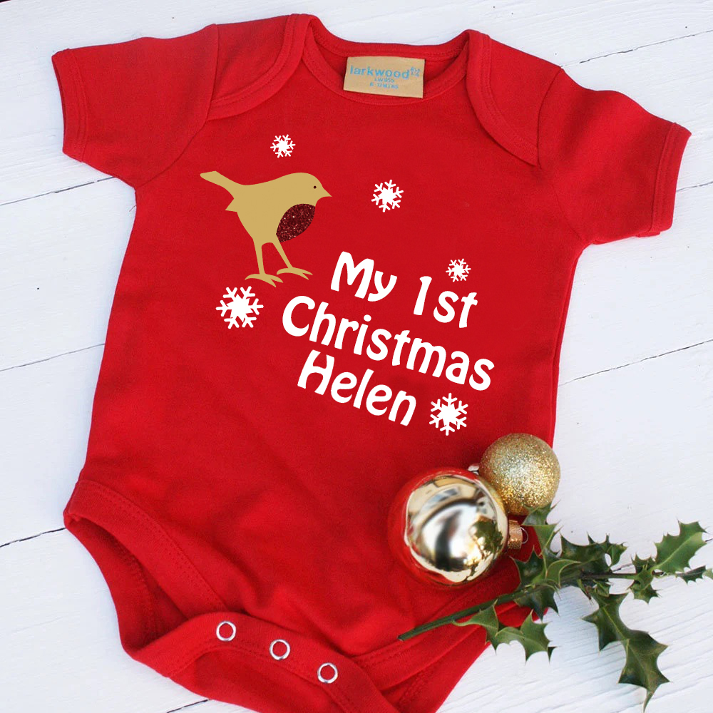 Personalized Baby Romper with Bib Set For Christmas Dinner | CWBaby111