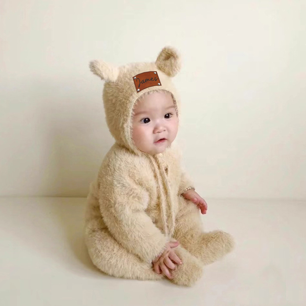 Personalized Baby Mink Cashmere Jumpsuit With Hat | CWBaby116