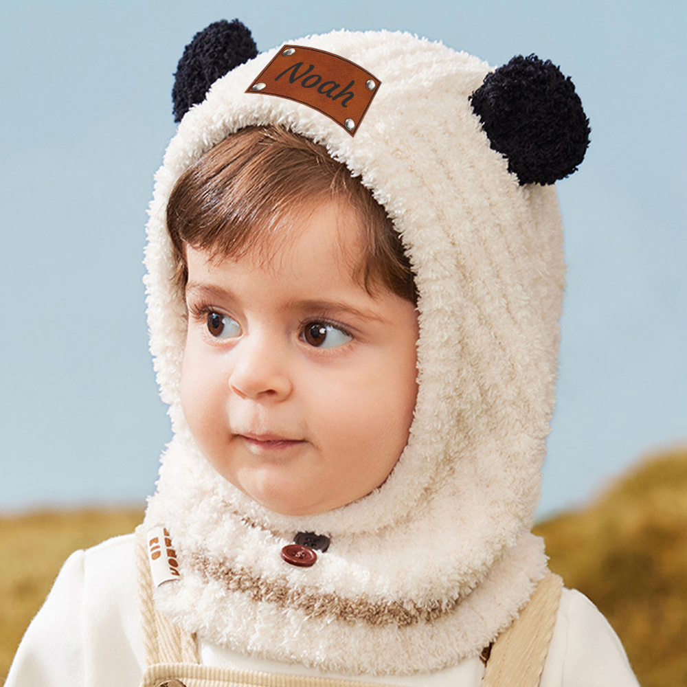 Personalized Leather Patch Kid Knitted Hat|CWBaby123