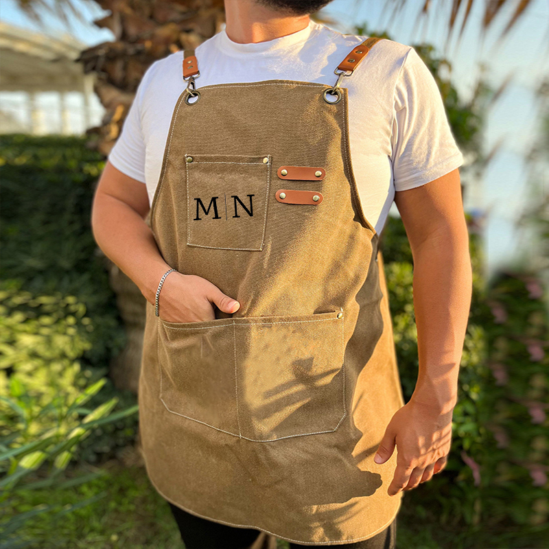 Personalized Name on Canvas Apron with Pockets for Unisex Adult | Apron22