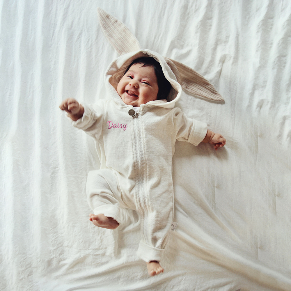 Personalized Easter Baby Bunny Ears Romper | CWbaby4001