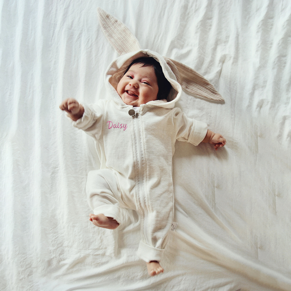 Personalized Easter Baby Bunny Ears Romper | CWbaby4001