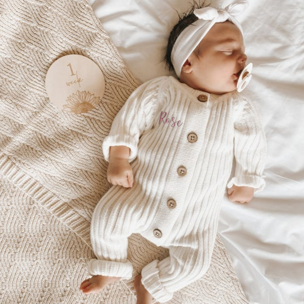 Personalised Baby Milk Ribbed Knit Bodysuit | CWBaby148