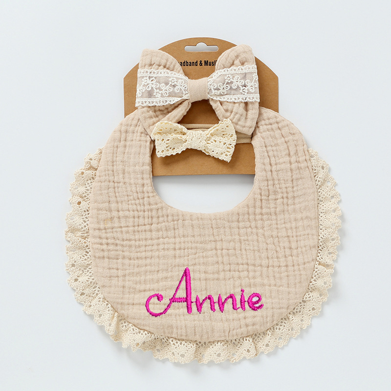 Personalized Embroidered Baby Bibs Headband Set | CWBaby29