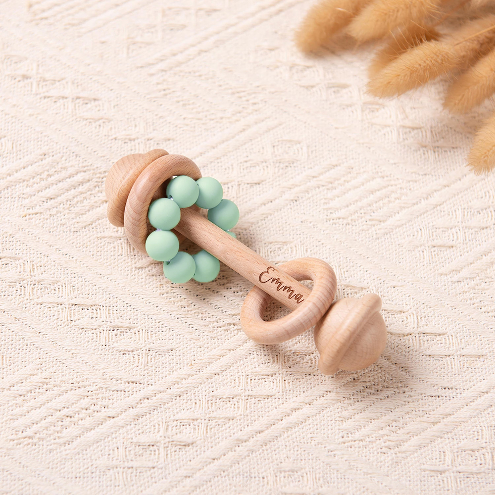Personalized Cute Baby Wooden Rattle | CWBaby152