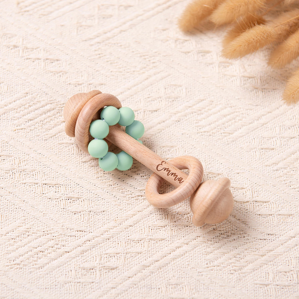 Personalized Cute Baby Wooden Rattle | CWBaby152
