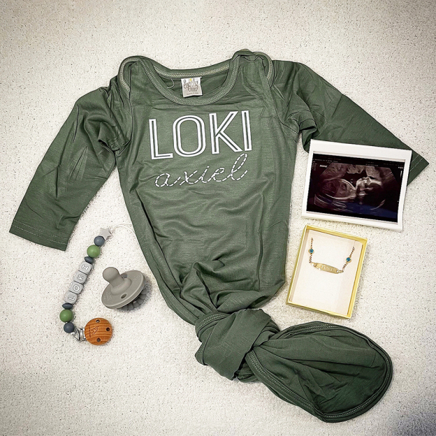 Personalized Cozy Newborn Bamboo Knotted Gown | CWbaby174