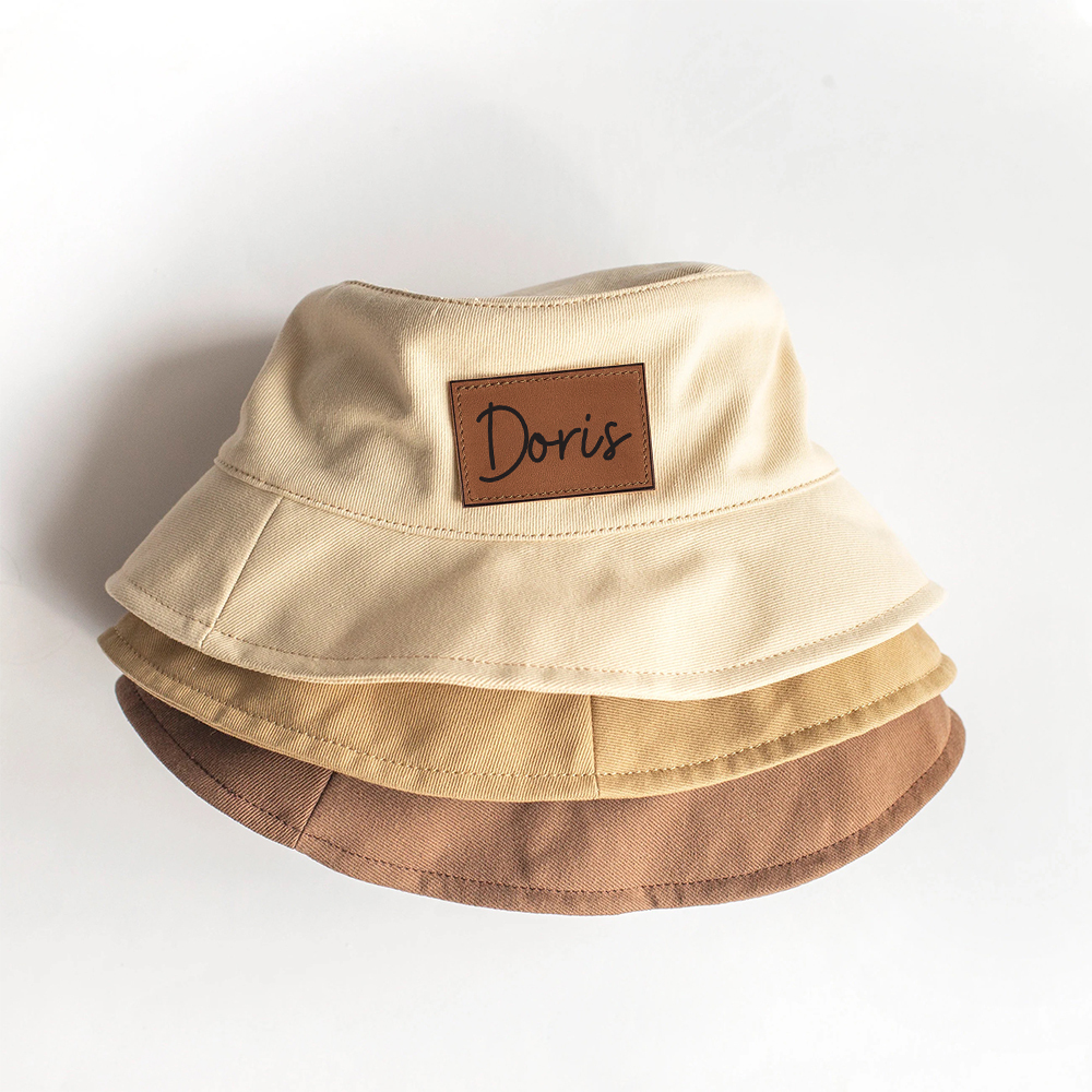 Personalized Kid Leather Patch Bucket Sunbonnet for Comfort & Unique | CWBeach157