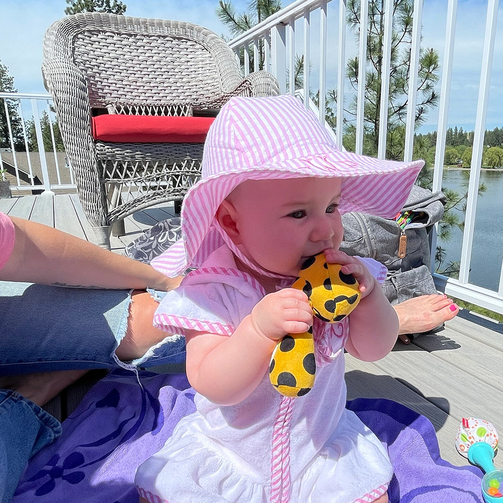 Personalized Embroidery Seersucker Sun Protection Hat | CWBeach161