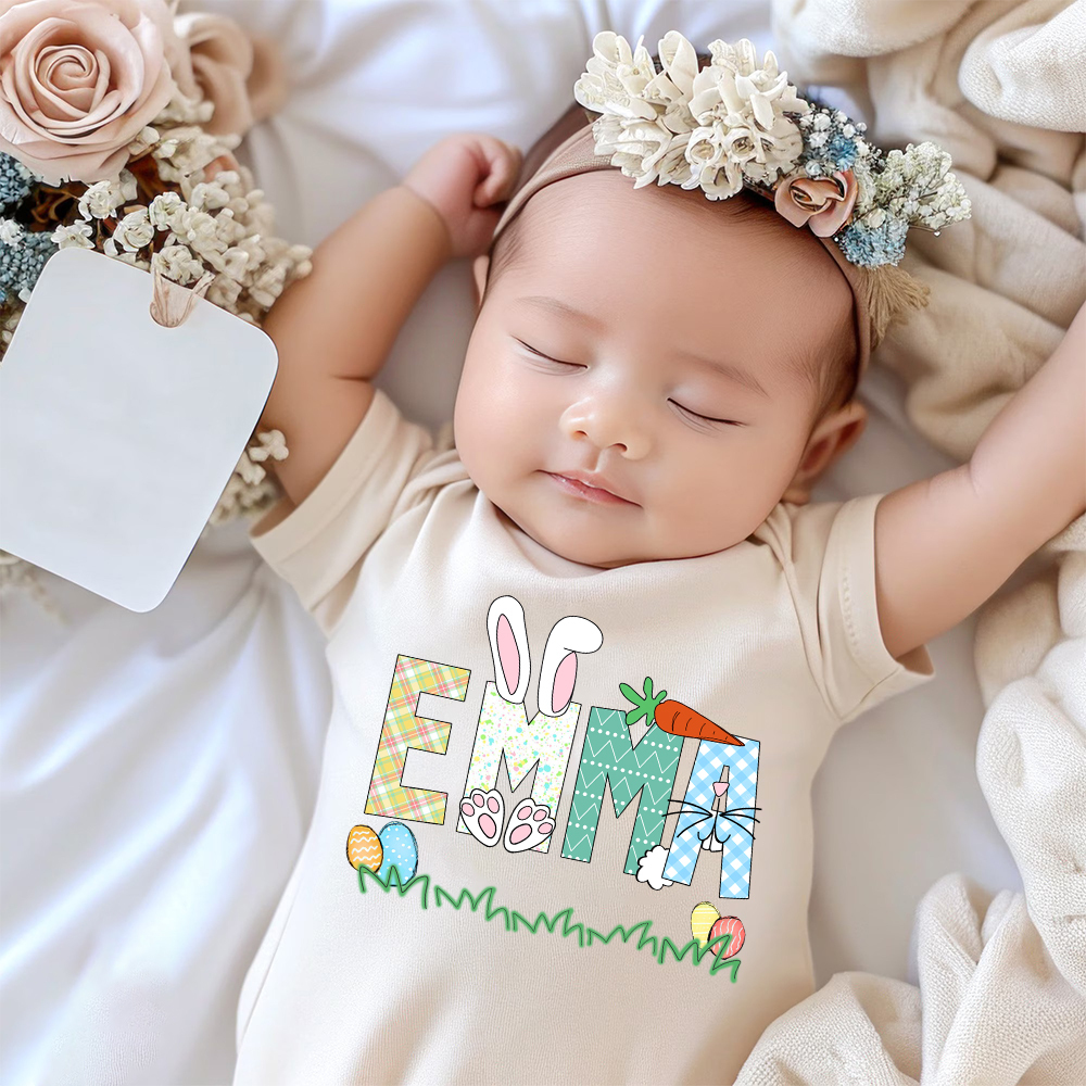 Personalized Baby Cute Easter Bunny Romper | CWEaster51