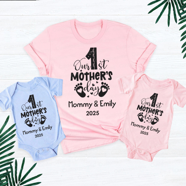 Personalized First Mother's Day Mommy and Baby Outfit | CWFamily20