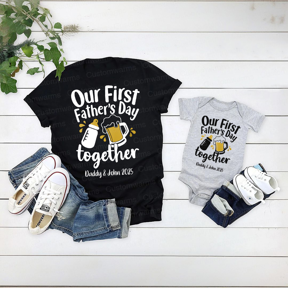 Personalized First Father's Day Daddy and Baby Outfit | CWFamily42