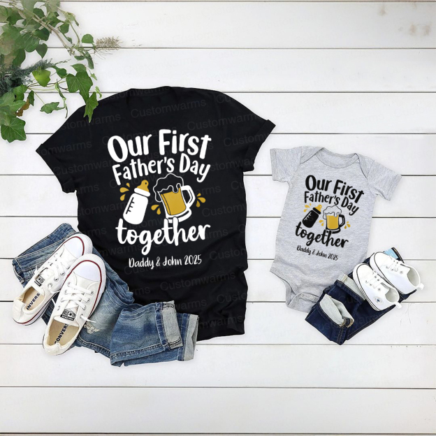 Personalized First Father's Day Daddy and Baby Outfit | CWFamily42