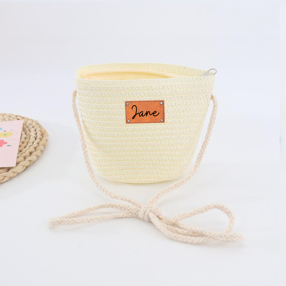 Personalized Summer Leather Patch Straw Bag for Comfort & Unique | CWBeach49
