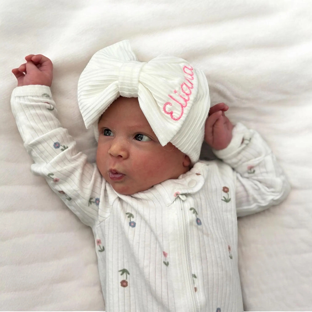 Personalized Embroidery Baby Girl Stretchy Bow Headband | CWBaby208