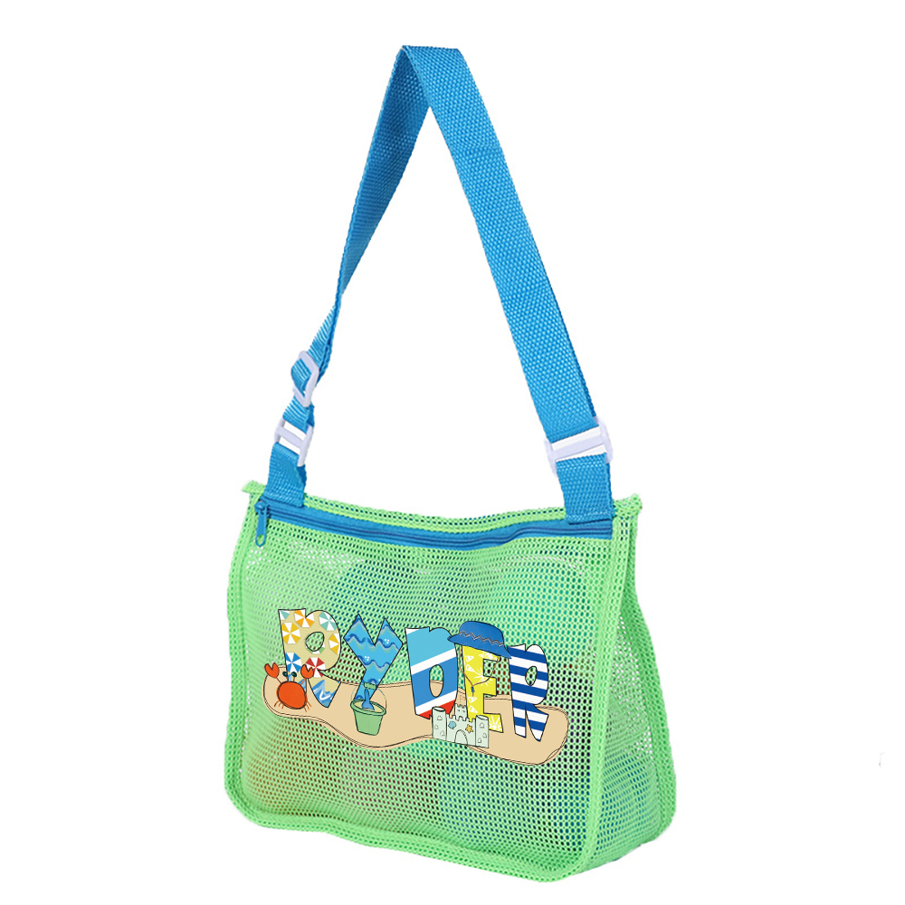 Personalized Seashell Zipper Mesh Beach Bag | CWBeach189