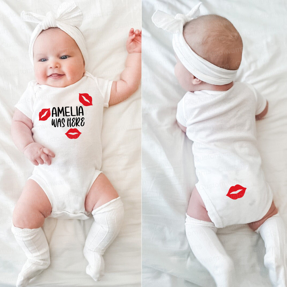 Personalized Baby I Was Here Kisses Romper | CWBaby215